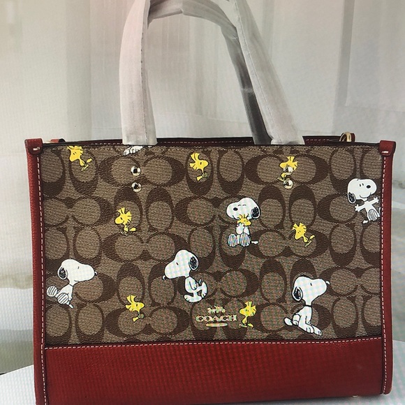 Coach Brown and Red Snoopy Shoulder Bag - Picture 3 of 12